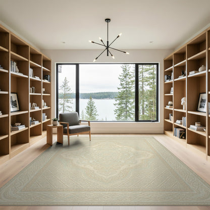 Beige Persian Medallion Area Rug