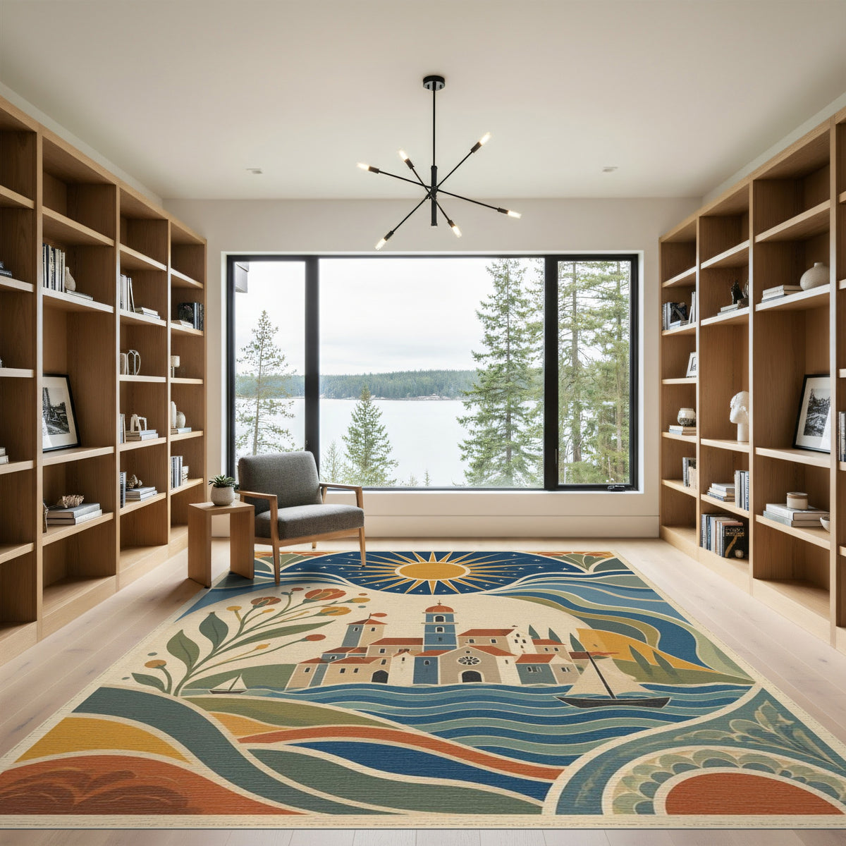 Coastal Village Sunburst Area Rug