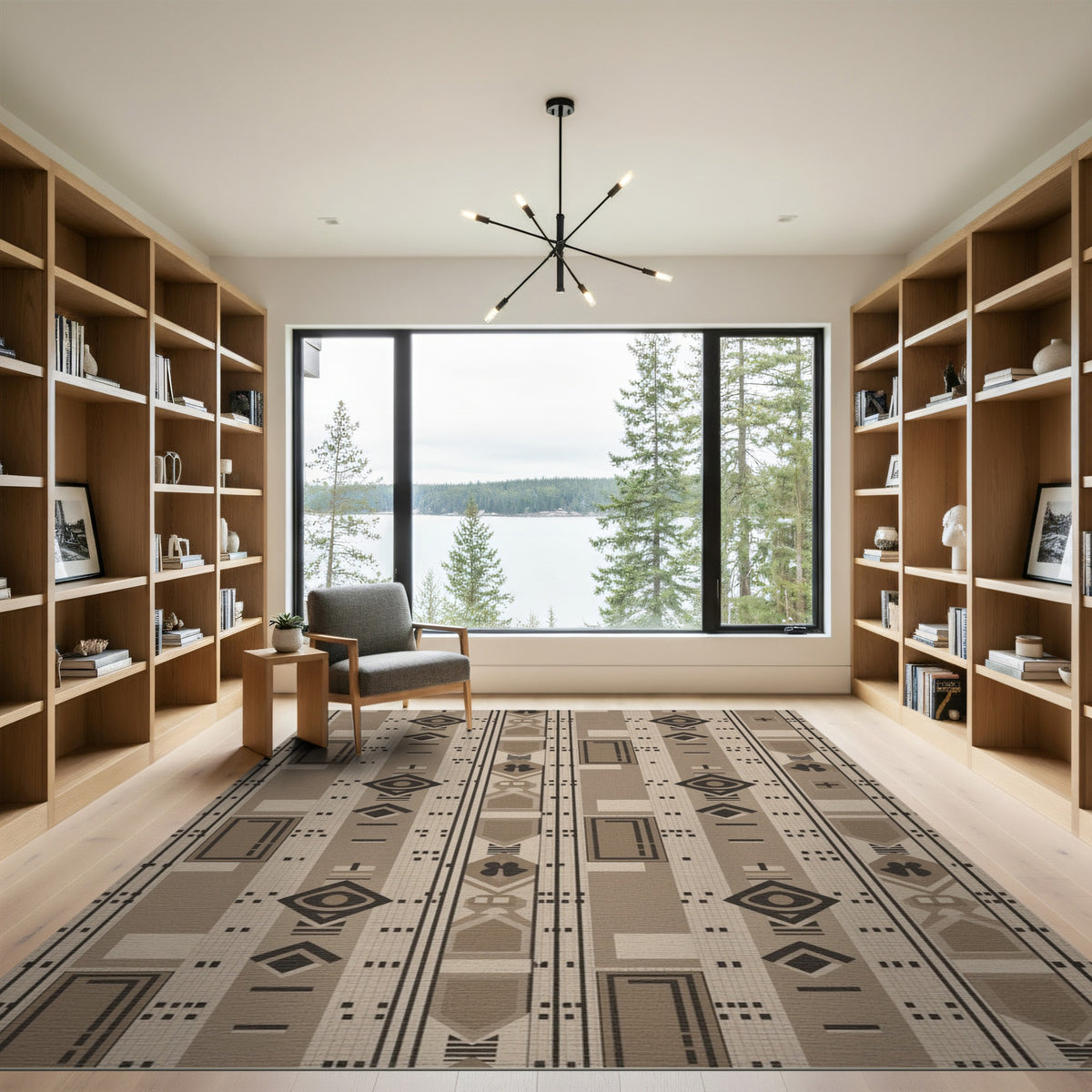 Geometric Modern Brown Geometric Tribal Area Rug