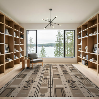 Geometric Modern Brown Geometric Tribal Area Rug