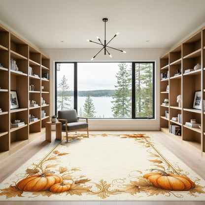Autumn Pumpkin Frame Washable Area Rug