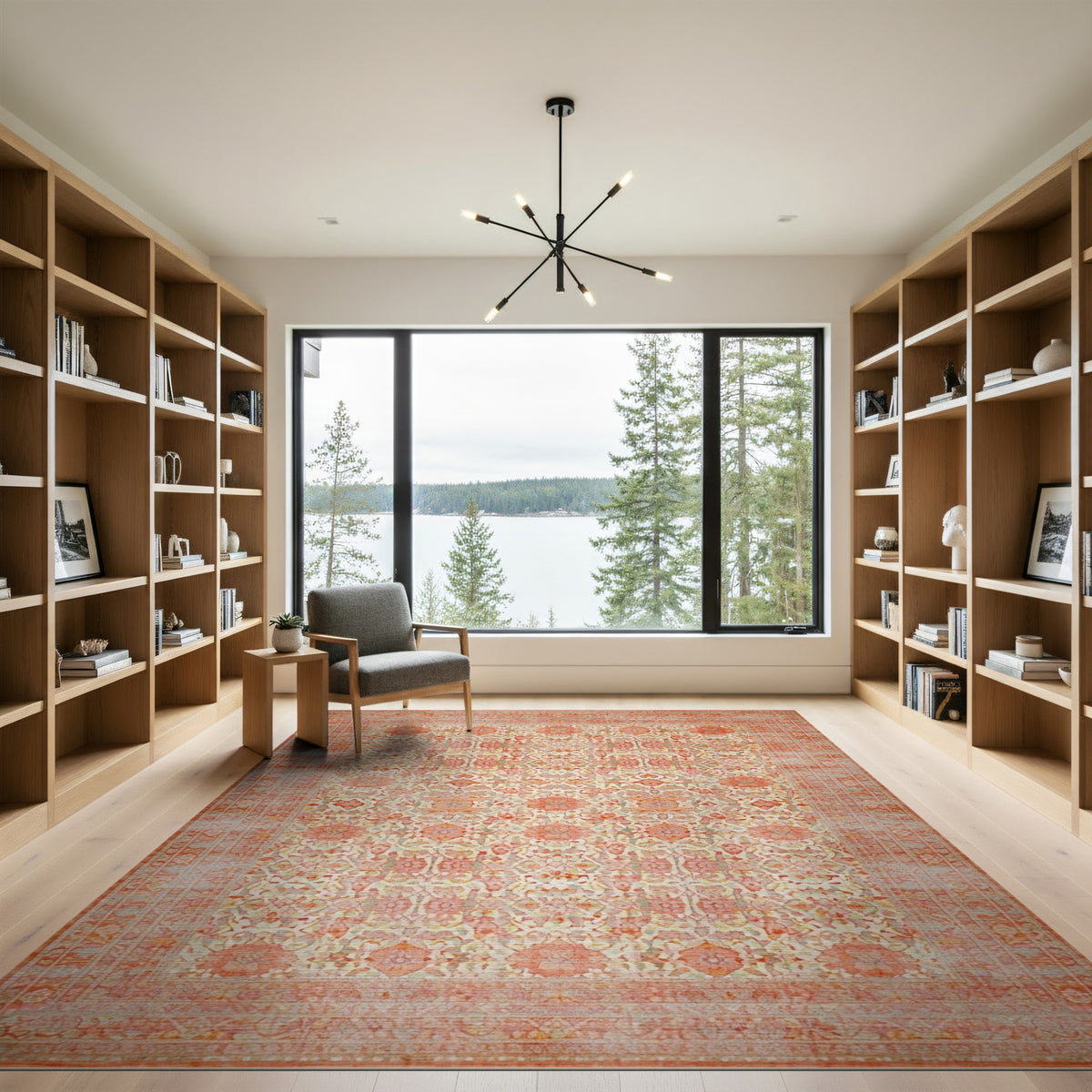 Orange Traditional Persian Medallion Rug