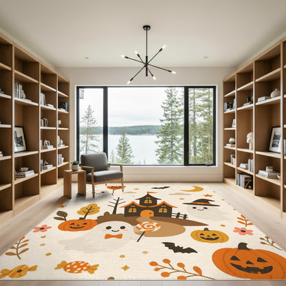 Cute Halloween Ghost Pumpkin Kids Cartoon Area Rug