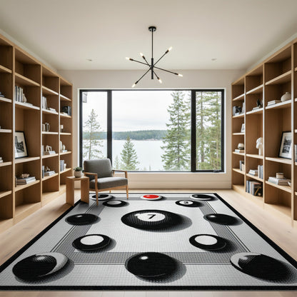 ODIKA Black White Geometric Circle Area Rug