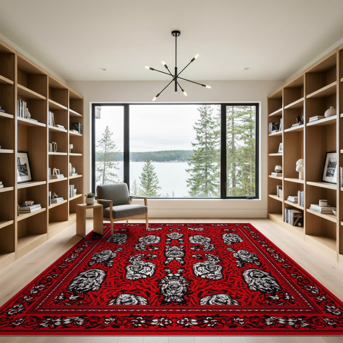 Red Monkey Bandana Area Rug