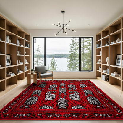 Red Monkey Bandana Area Rug