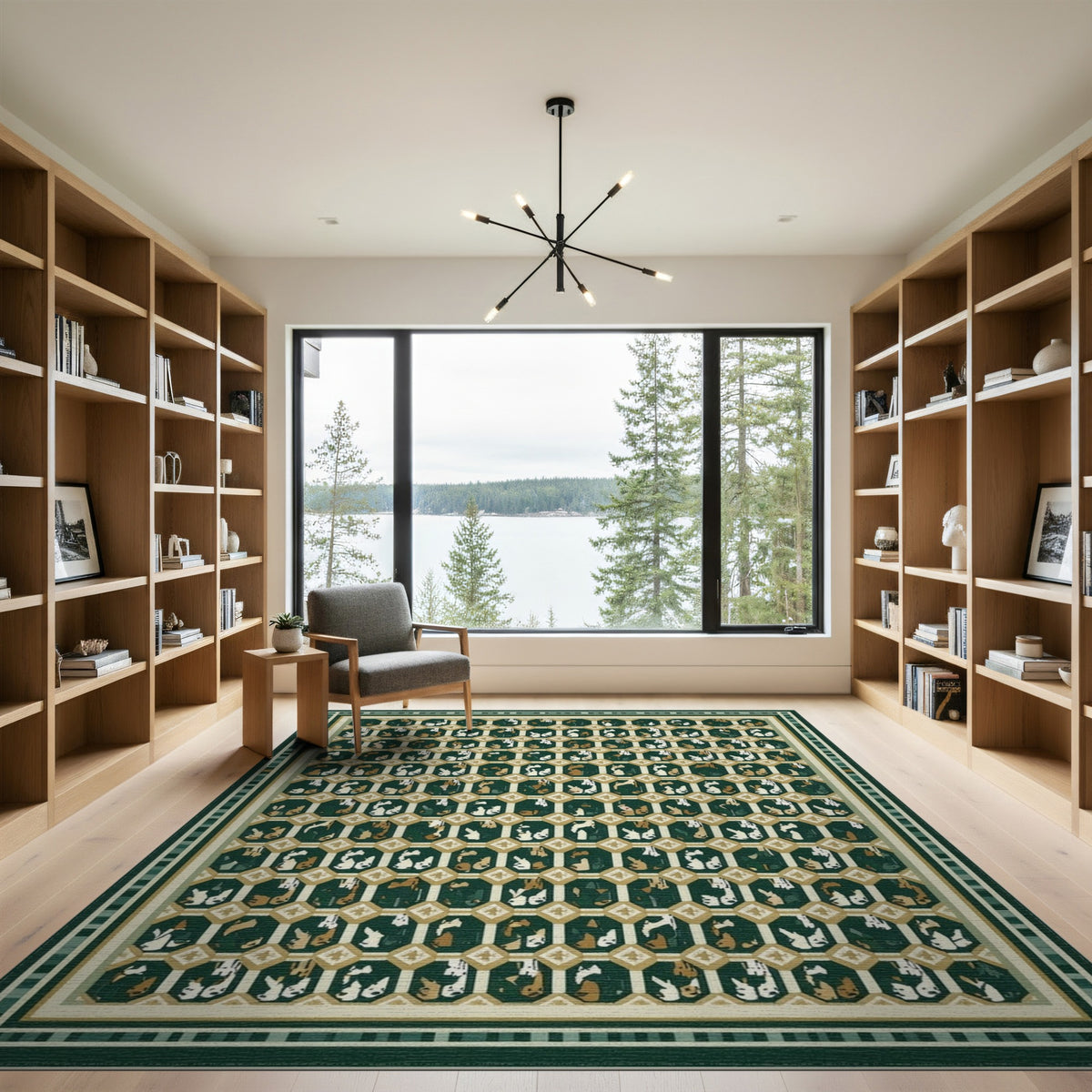 Green Bunny Lattice Area Rug