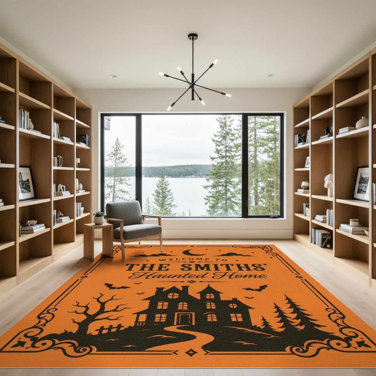 Orange The Smiths' Haunted Home Orange Halloween Rug