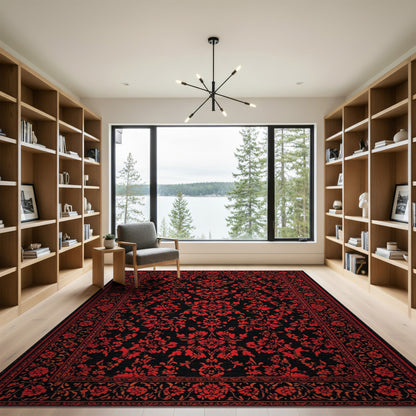 Red ODIKA Red Floral Persian Area Rug
