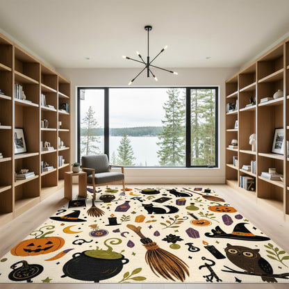 Spooky Halloween Witchcraft Area Rug