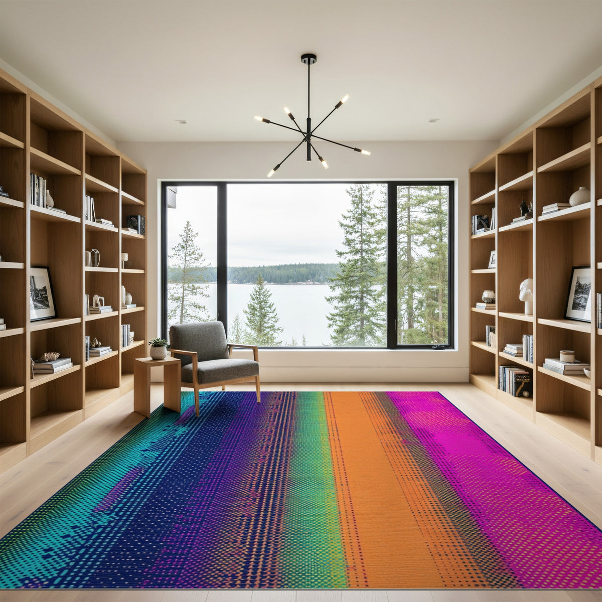 Vibrant Striped Dot Geometric Area Rug