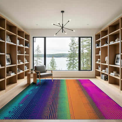 Vibrant Striped Dot Geometric Area Rug