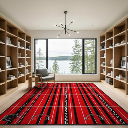 Red Speedometer Racing Stripe Area Rug
