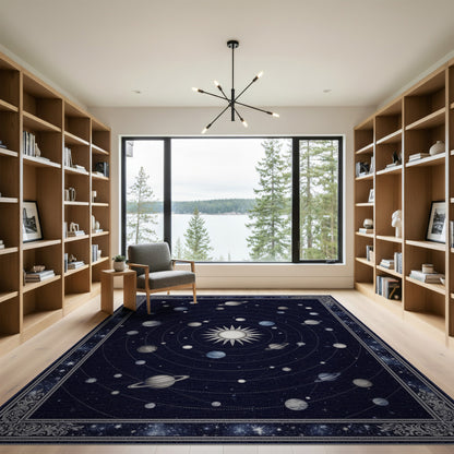 Celestial Solar System Navy Area Rug