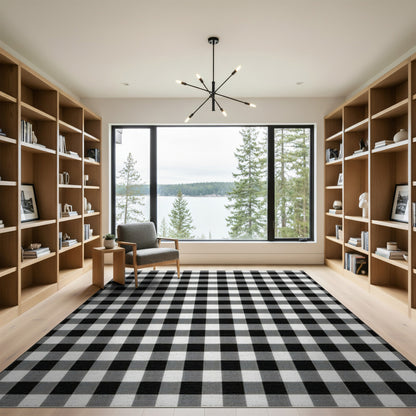 Black and White Geometric Modern Black and White Checkered Area Rug