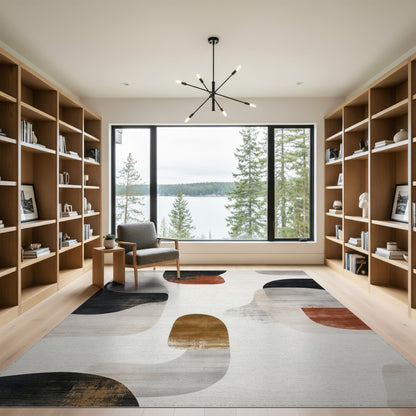 Beige and Neutral Abstract Area Abstract Neutral Shapes Area Rug