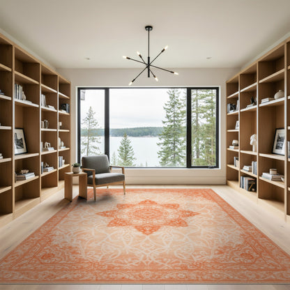 Orange Persian Medallion Area Rug