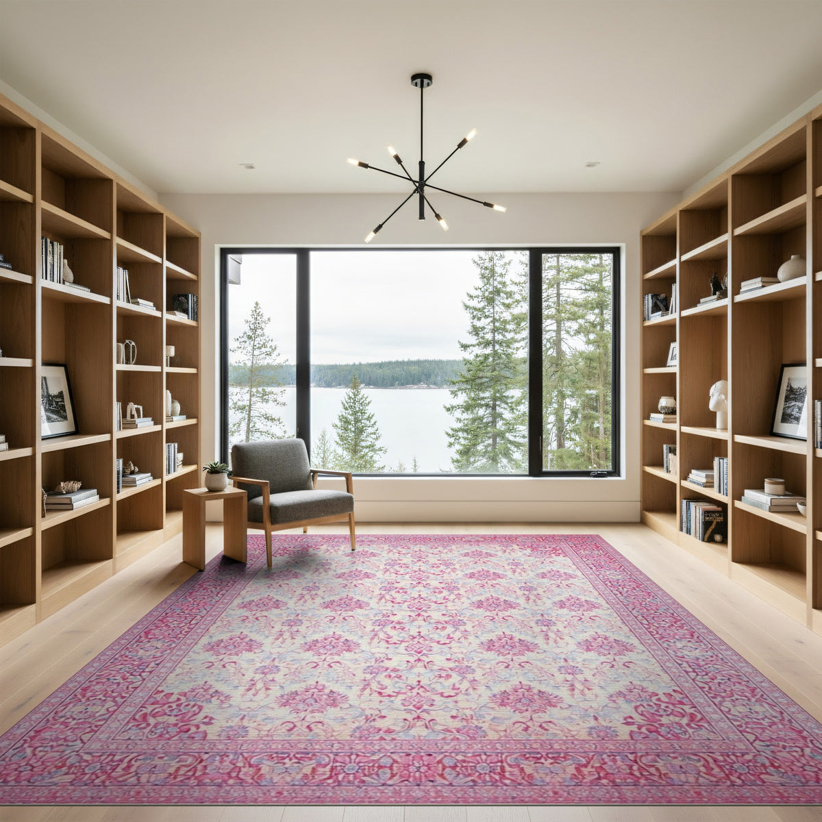 Pink Floral Persian Area Rug