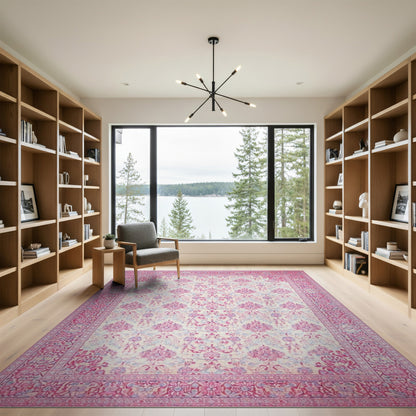 Pink Floral Persian Area Rug