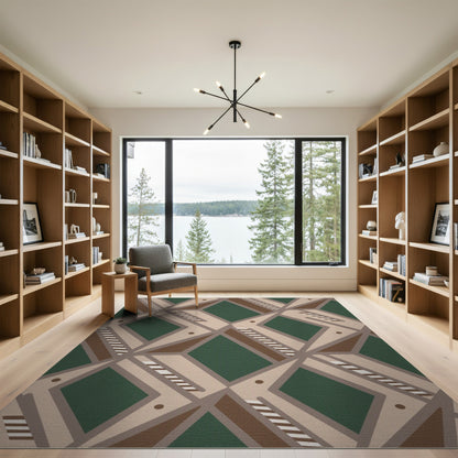 Geometric Lattice Diamond Area Rug