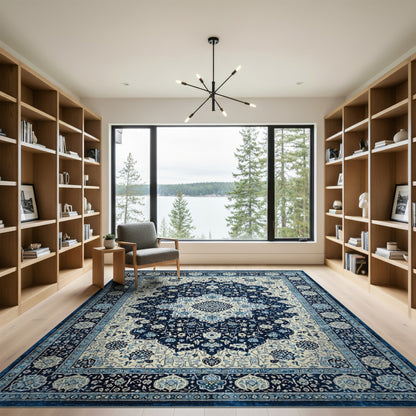 Blue Persian Medallion Area Rug