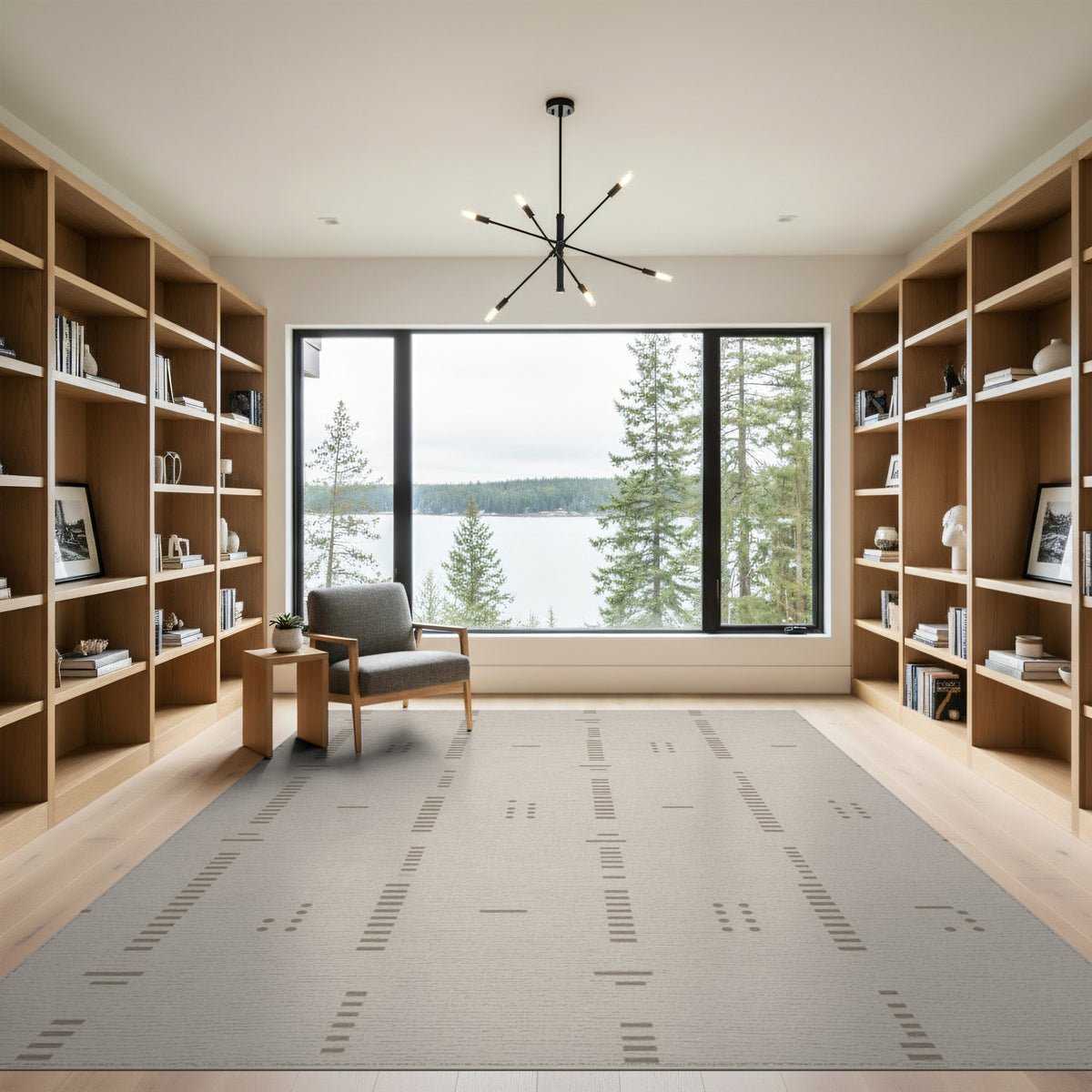 Beige Geometric Dot Line Area Rug
