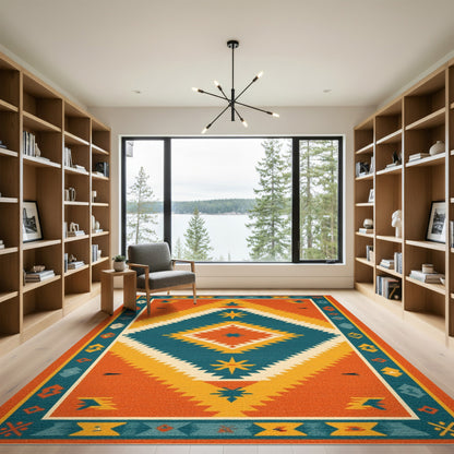 Southwestern Orange Geometric No. 10 Area Rug