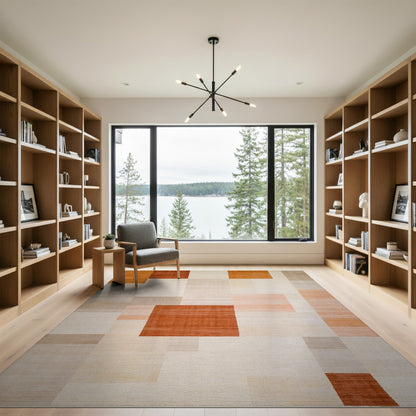 Orange Geometric Orange Block Area Rug