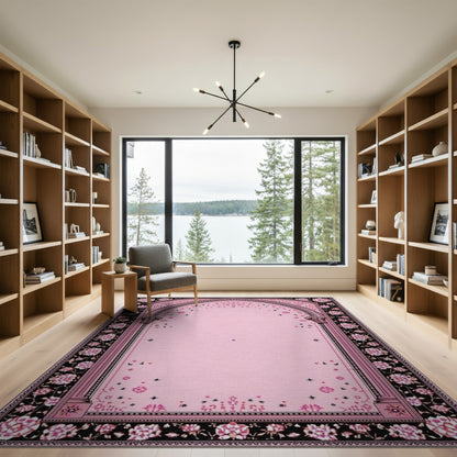 Pink Floral Arch Vintage Area Rug