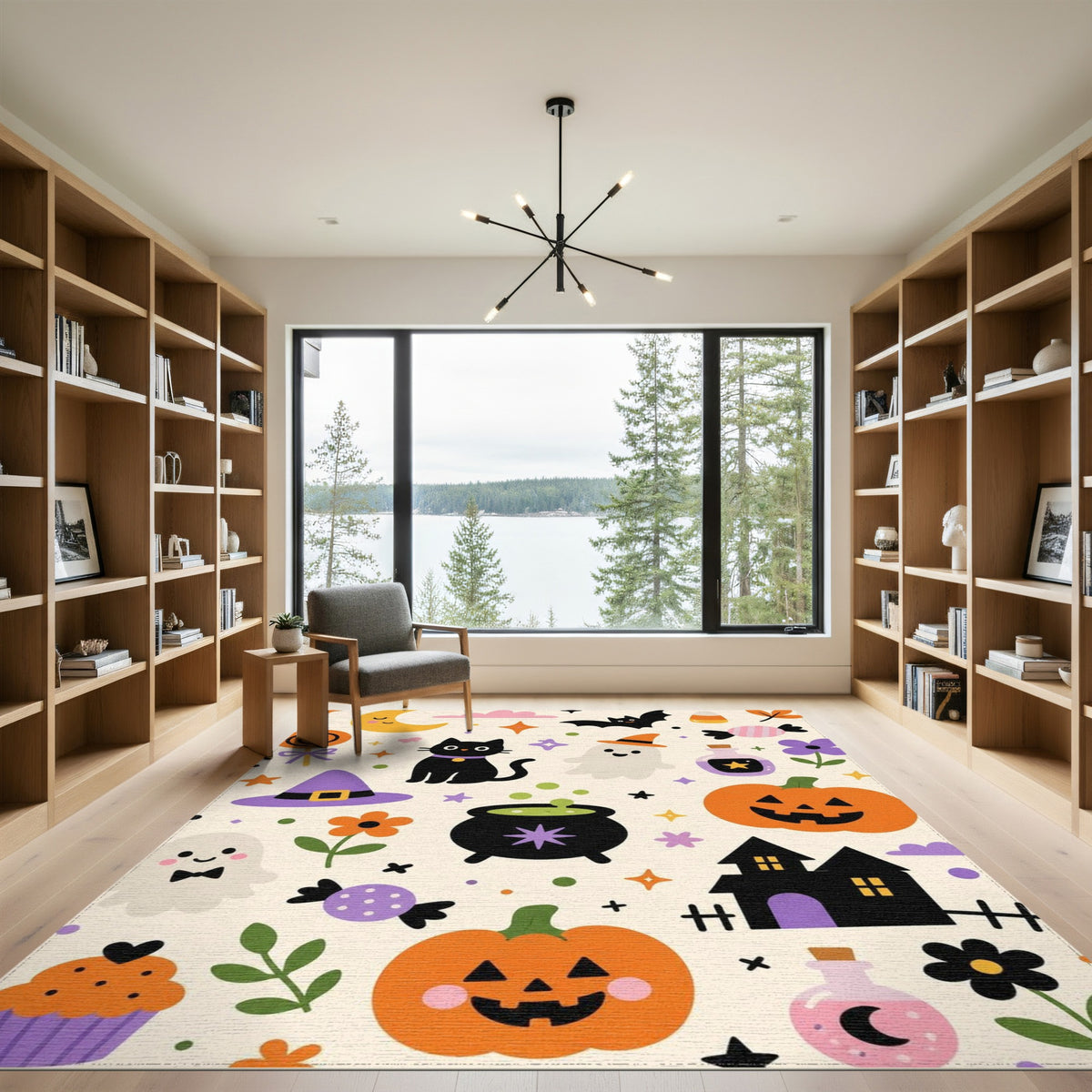 Multi-color and Patterns Halloween Cartoon Kids Area Rug