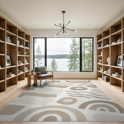 Beige Abstract Neutral Beige and Neutral Area Rug
