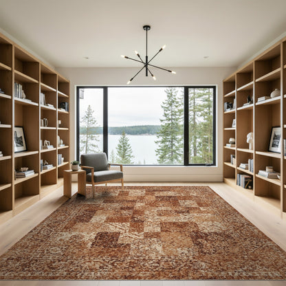 Distressed Vintage Brown and Tan Area Rug
