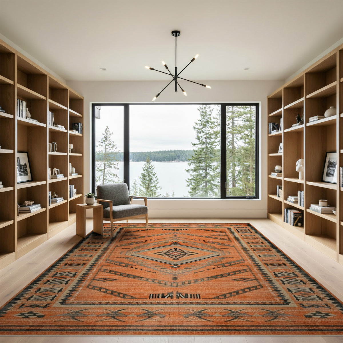 Orange Southwestern Geometric No. 24 Area Rug