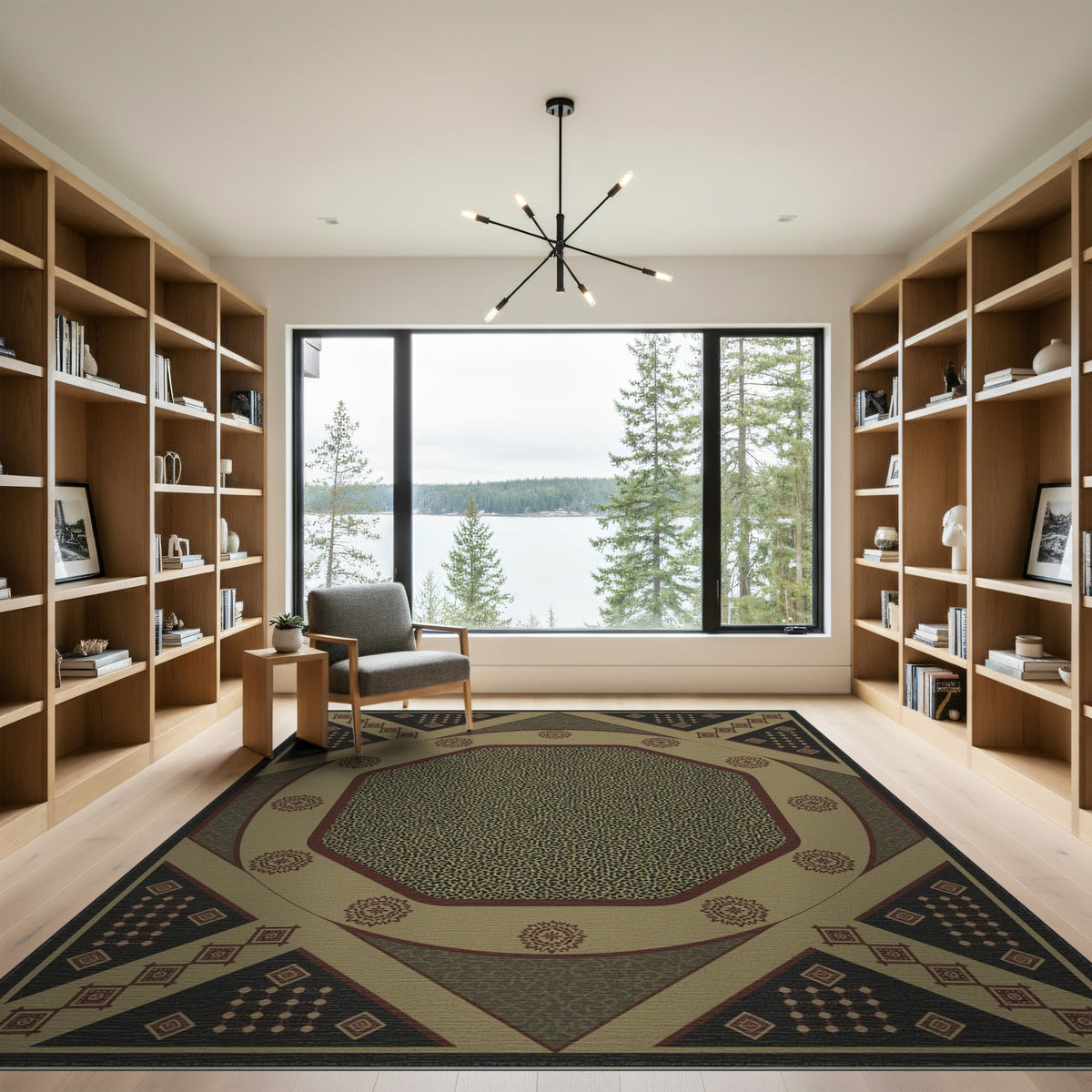 Beige Octagon Medallion Area Rug