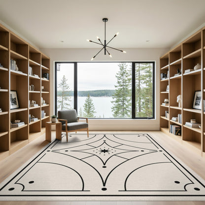 Black and White Geometric Modern Black White Geometric Star Area Rug