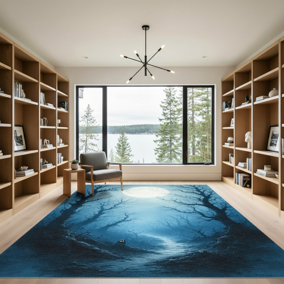 Moonlit Forest Path Area Rug