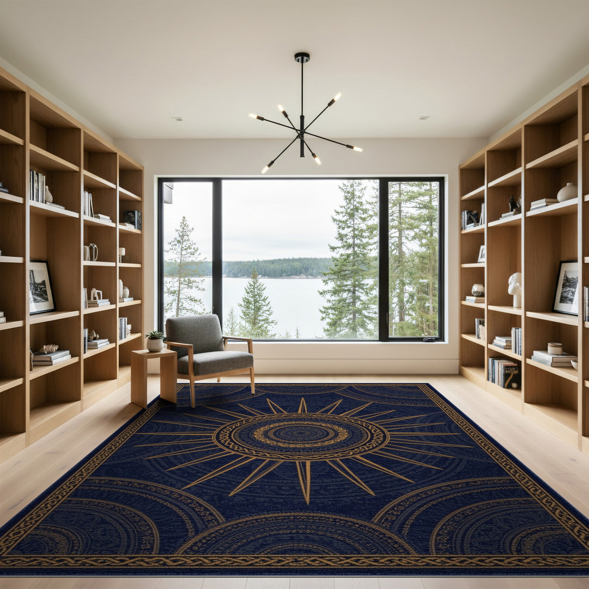 Navy Gold Sunburst Heritage Rug