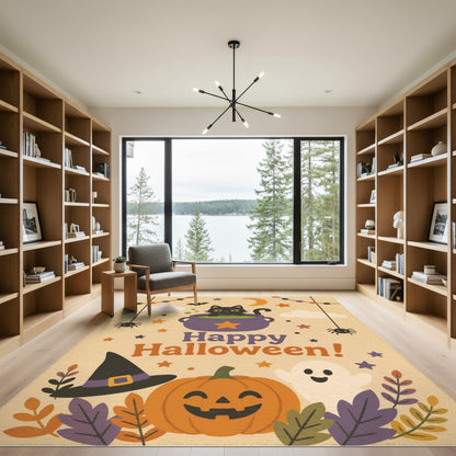 Happy Halloween Black Cat Kids Area Rug