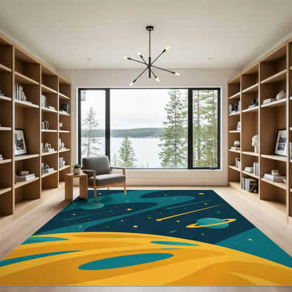 Cosmic Planets Washable Area Rug