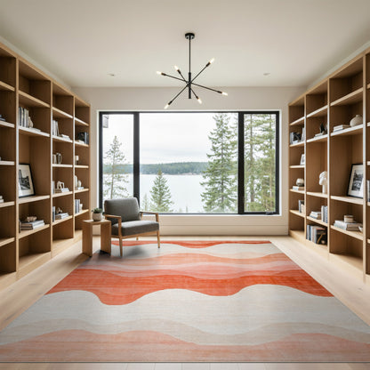 Orange Abstract Area Orange Wavy Abstract Area Rug
