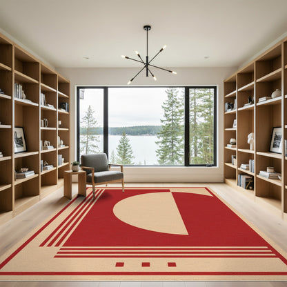 Red Geometric Modern Red Geometric Area Rug