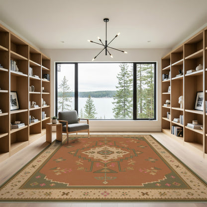 Orange Heritage Tribal Medallion Rug