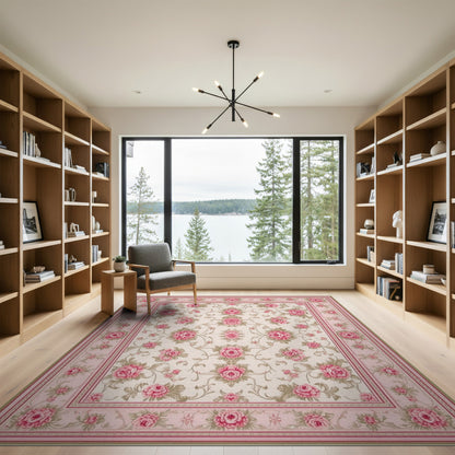 Pink Rose Floral Vintage No. 18 Area Rug