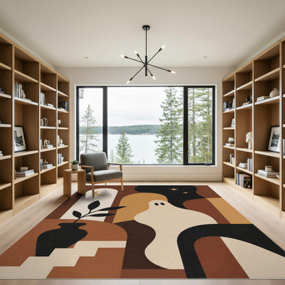 Brown Abstract Ghost Area Rug