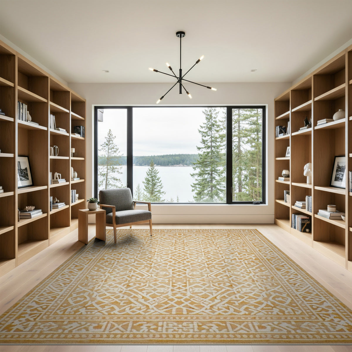 Beige Geometric Washable Area Rug