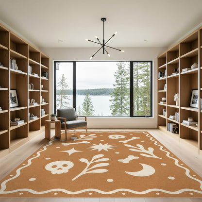 Brown Boho Skull Bone Area Rug