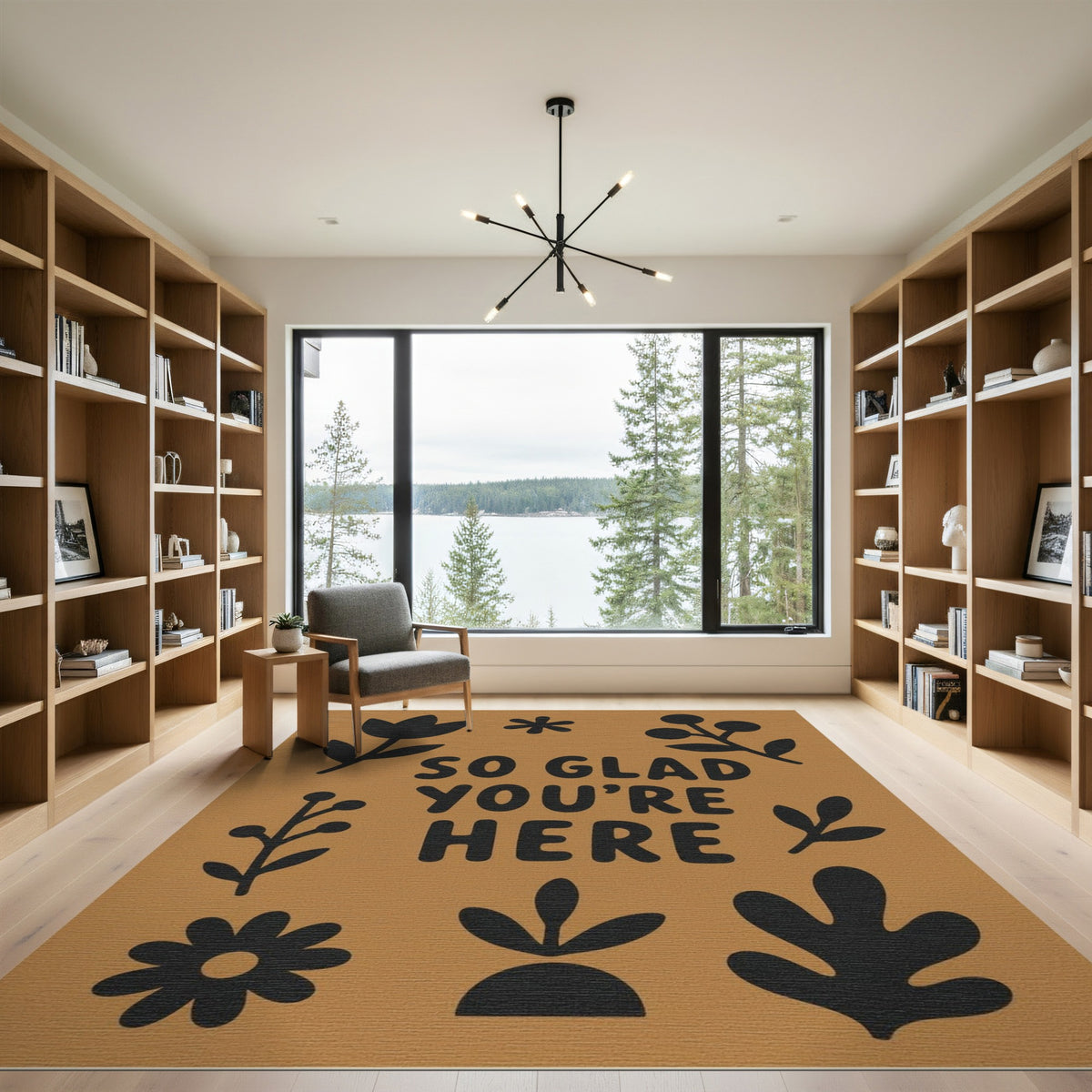 So Glad You're Here Brown Boho Rug