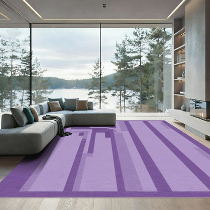 Purple Geometric Stacked Blocks Rug