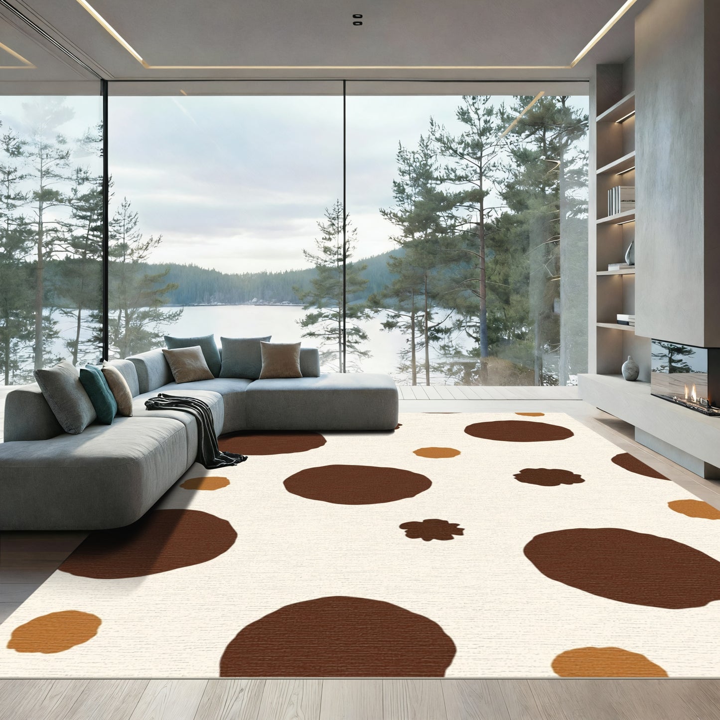 Brown Cream Polka Dot Spot Rug