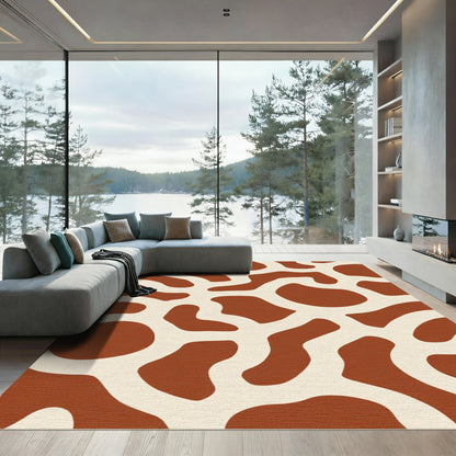 Brown Cream Organic Abstract Form Rug